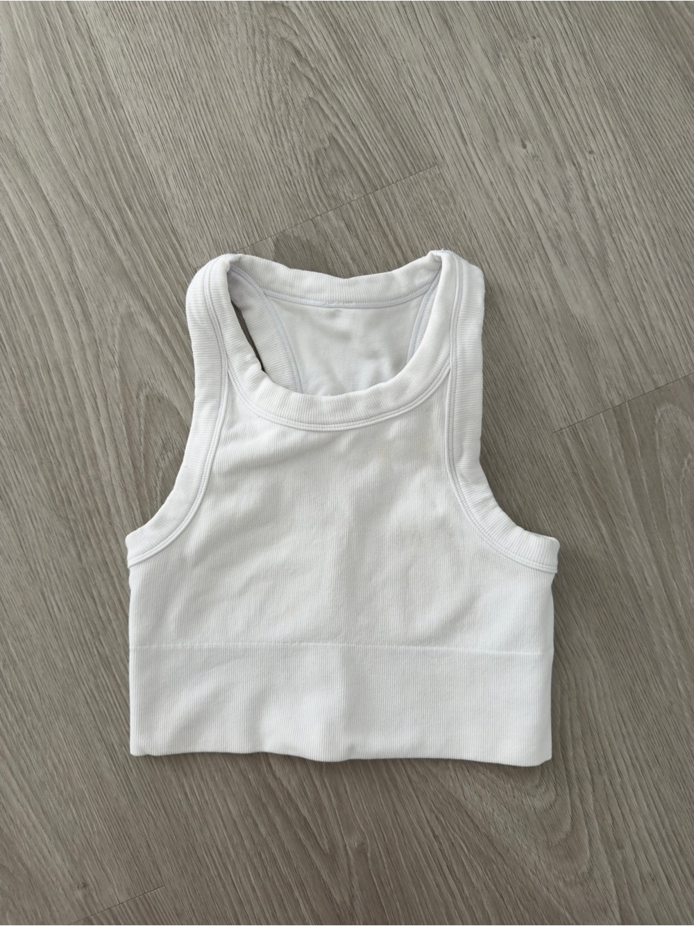ALO Yoga White Ribbed Scoop Neck Tank Crop